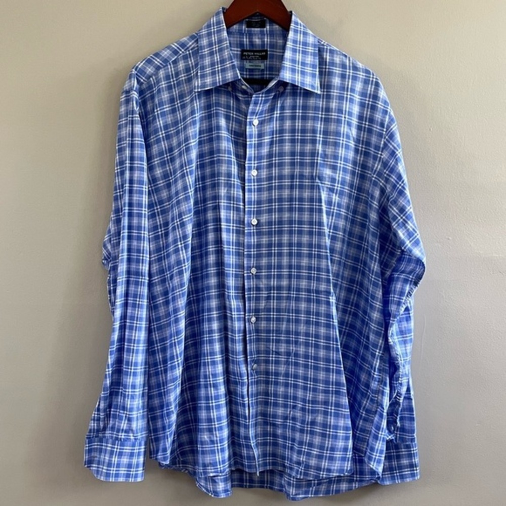 Peter Millar Long Sleeve Dress Shirt | 100% Cotton‎ | Summer Chambray | Blue